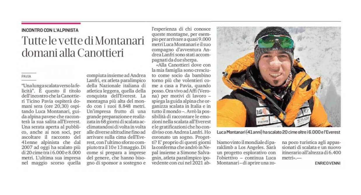 Scopri di più sull'articolo Un grande Ringraziamento alla Provincia Pavese e alla Guida Alpina Luca Montanari
