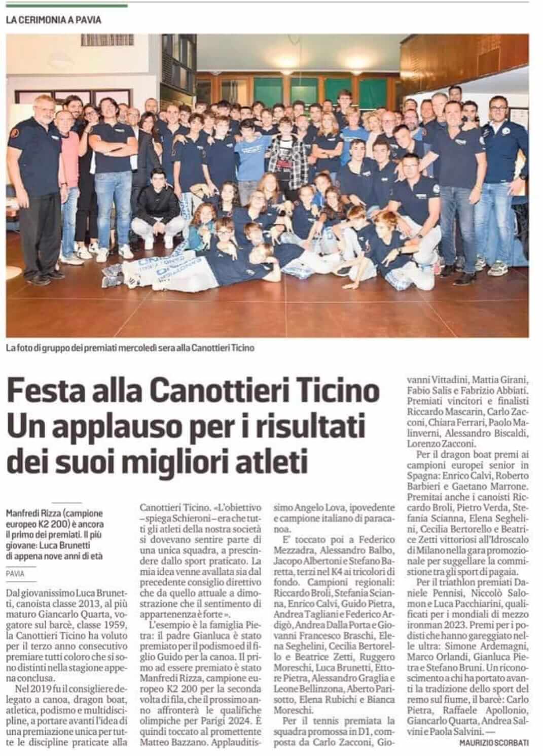 Scopri di più sull'articolo Festa alla Canottieri Ticino Un applauso per i risultati dei suoi migliori atleti