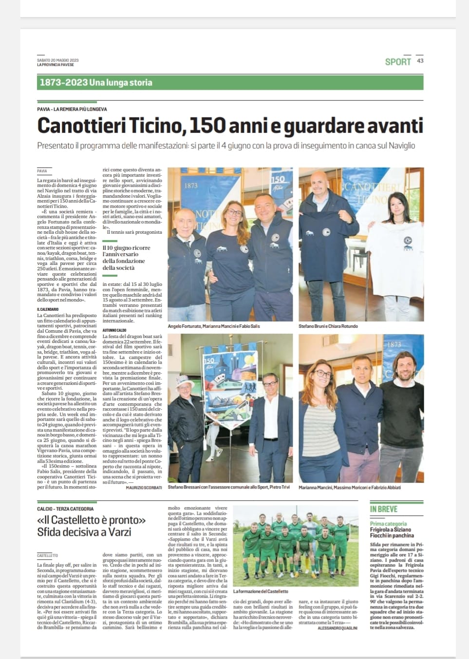 Scopri di più sull'articolo Canottieri Ticino 150 anni e guardare avanti